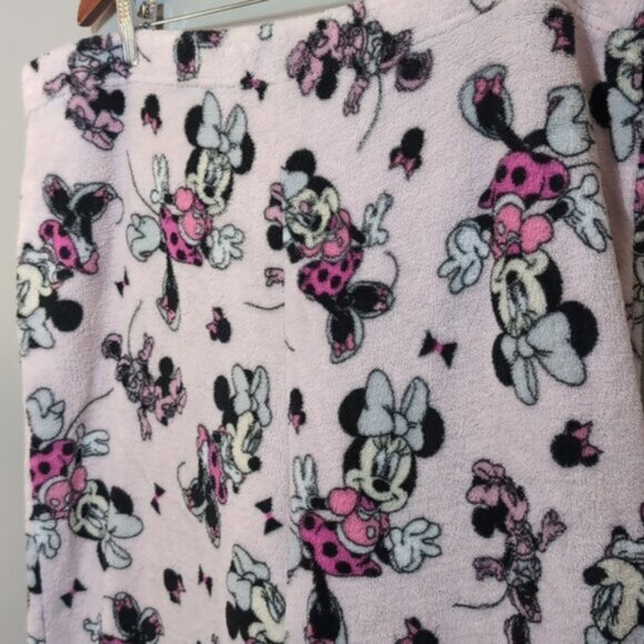 3/$20 Disney Minnie Mouse Fleece Pajama Pants Lounge Winter Pull On Straight Leg - Picture 4 of 7